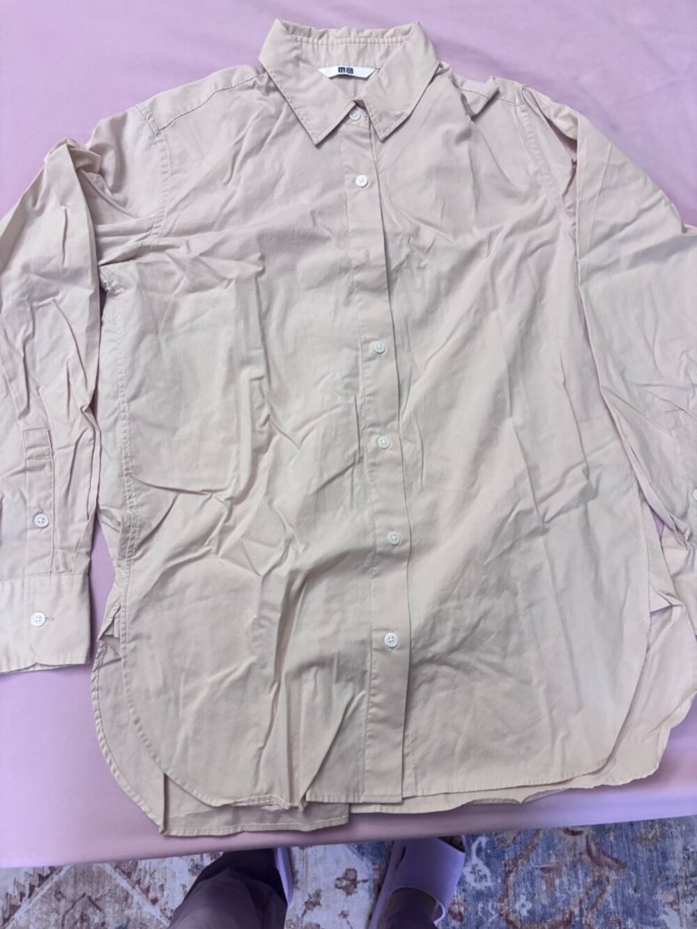 Uniqlo Beige Button Down Shirt XXS